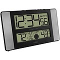 La Crosse Technology Atomic Digital Clock with Temperature and Moon Phase, Aluminum finish (513-1417