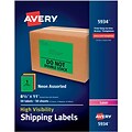 Avery(R) High Visibility Shipping Labels 05934, Neon Assorted, 8 1/2 x 11, Pack of 50