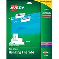 Avery(R) Top-View Printable Hanging File Tabs for Laser and Inkjet Printers 5568, 1/5 Cut, Pack of 72