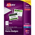Avery® Fold & Clip Badges, 3 x 4, 30/Pack