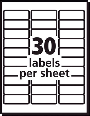 Avery Sure Feed Inkjet Address Labels, 1 x 2-5/8, White, 30 Labels/Sheet, 20 Sheets/Pack, 600 Labe