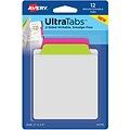 Avery® Tab & Note Ultra Tabs™, Neon (Pink, Green), 3 x 3-1/2, Pack of 12 Repositionable, Two-Side Writable Tabs