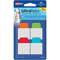 Avery® Mini Ultra Tabs™, Primary (Red, Blue, Orange, Green), 1 x 1-1/2, Pack of 40 Repositionable, Two-Side Writable Tabs