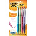 BIC Atlantis Original Retractable Ballpoint Pen, Medium, Assorted, 4/Pack
