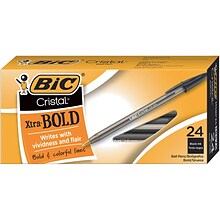 BIC Cristal Ballpoint Stick Pens, Bold Point, Black Ink, 24/Box (MSBP241-BLK)