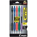 Pilot G2 Retractable Gel Pens, Fine Point, Assorted Ink, 5/Pack (31079)