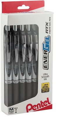 Pentel Roller Ball Pen, Medium Point, Black Ink, Dozen (BL77PC12A1)