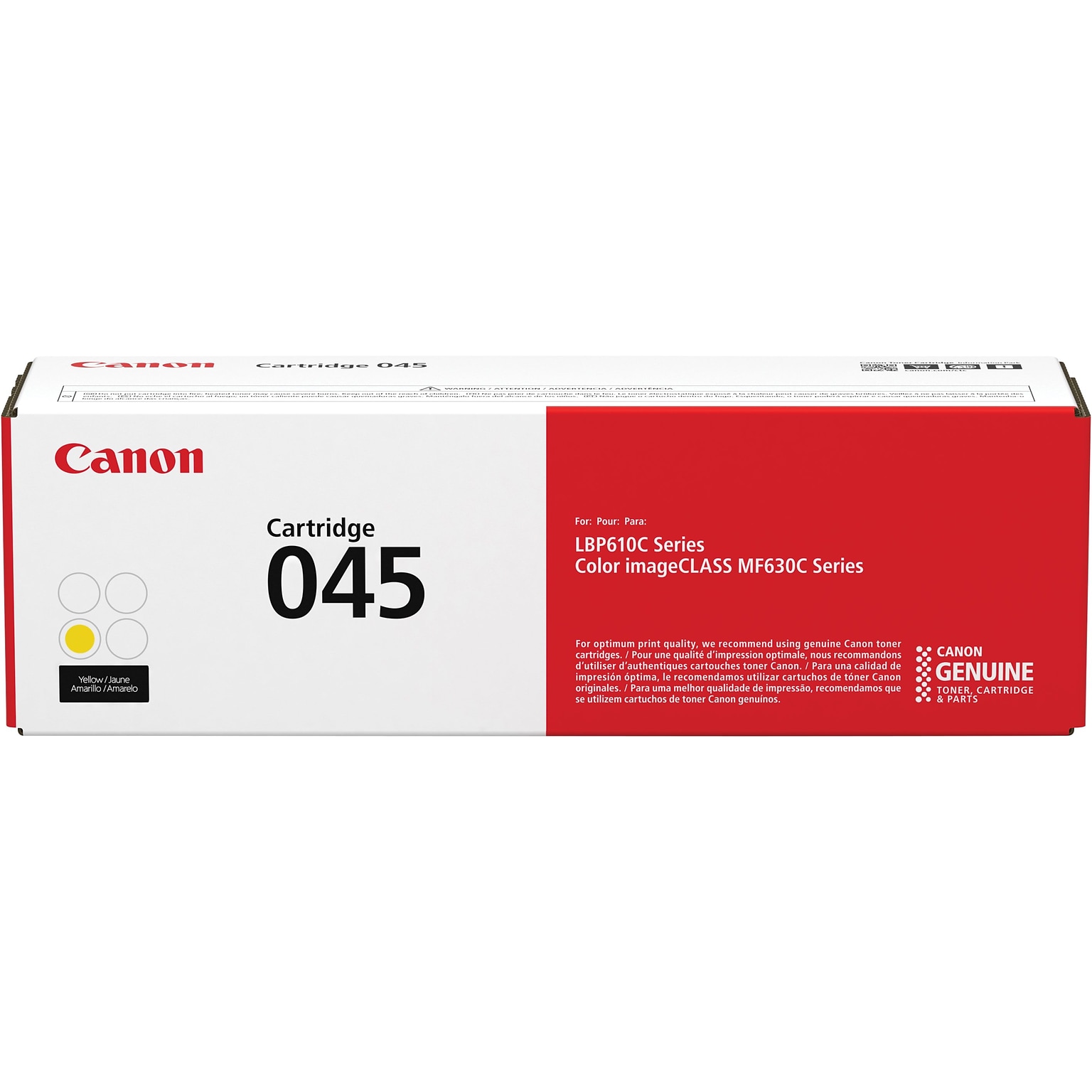 Canon 045 Yellow Standard Yield Toner Cartridge, Prints Up to 1,300 Pages (1239C001)