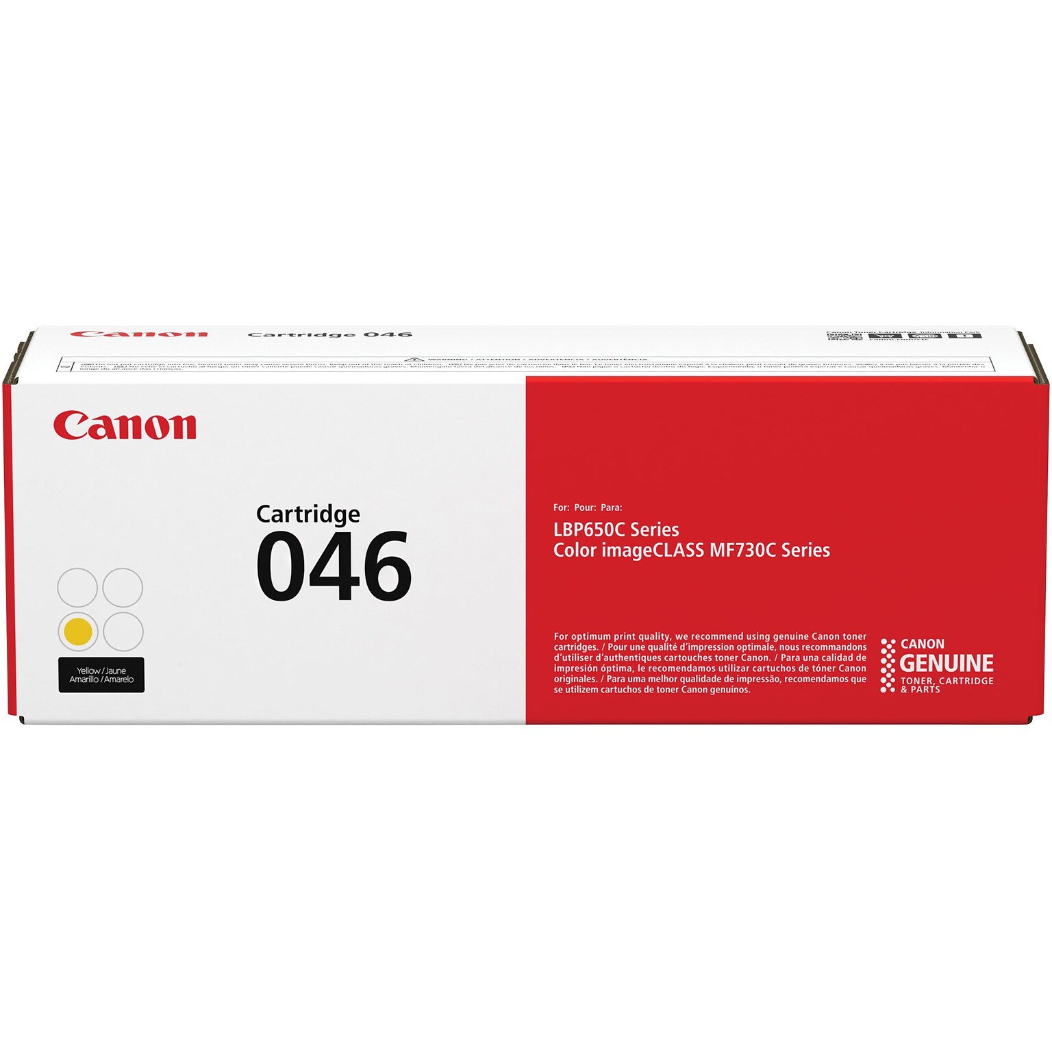 Canon 046 Yellow Standard Yield Toner Cartridge, Prints Up to 2,300 Pages (1247C001)