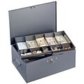 MMF Industries™ STEELMASTER® Cash Box with Ten-Compartment Tray, Gray, 6 1/8H x 15 1/4W x 11 1/8D