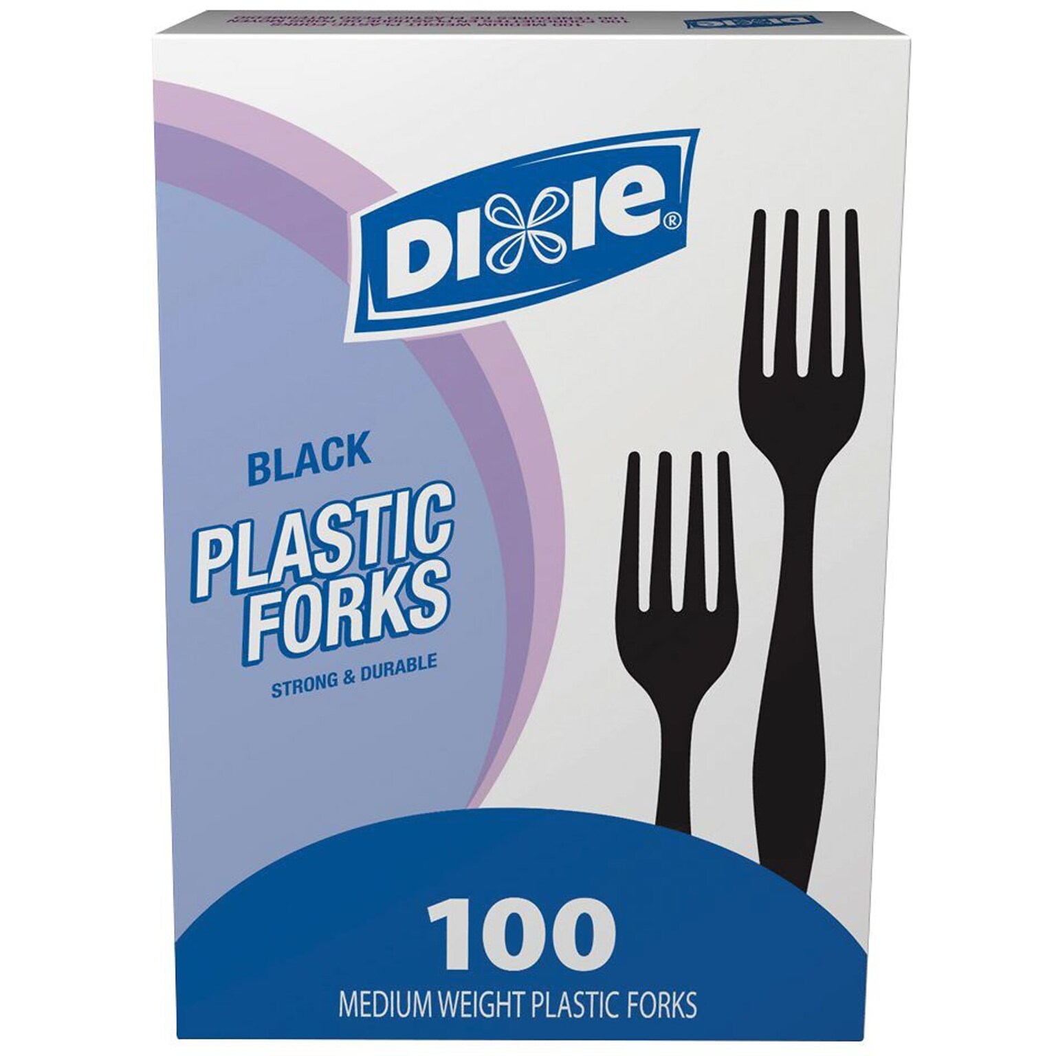 Dixie Plastic Fork 6-1/8, Medium-Weight, Black, 100/Box (FM507)