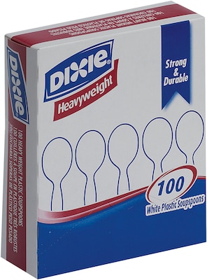 Dixie Plastic Soup Spoon, 6 Heavy-Weight, White, 100/Box (SH207)