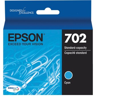 Epson 702 DURABrite Ultra Ink Cartridge, Standard-capacity, Cyan Ink Cartridge (T702220)
