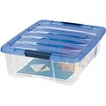IRIS® 26 Quart Stack & Pull Box, Clear/Navy 6/Carton (100364-CT)