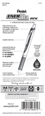 Pentel® EnerGel RTX Liquid Gel Pen, 0.7mm, Red, 3/Pack (BL77BP3B)