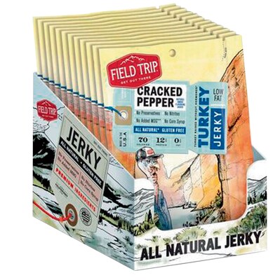 Field Trip Cracked Pepper Turkey Jerky, 1 oz., 12/Carton (FLD00508)