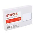 Staples Blank 4 x 6 Index Cards, White, 100/Pack (51003)