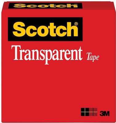 Scotch Transparent Clear Tape Refill, 1 x 72 yds., 3 Core, Clear, 36 Rolls/Pack, 36/Carton(600-125