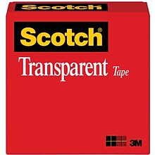 Scotch Transparent Clear Tape Refill, 1 x 72 yds., 3 Core, Clear, 36 Rolls/Pack, 36/Carton(600-125