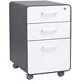 Poppin Stow 3-Drawer File Cabinet, Rolling Cabinet with Casters, Letter/Legal, Charcoal/White, 20D