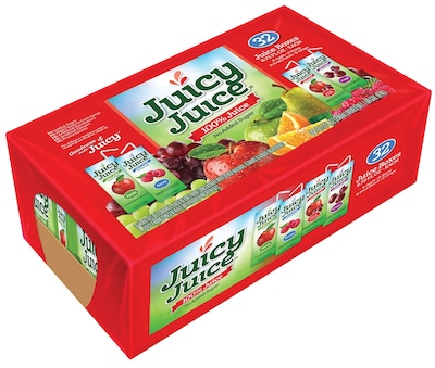 Juicy Juice, 100% Juice, Apple, Berry, Grape, and Punch Variety Pack, 6.75 oz./Juice Box, 32/Carton
