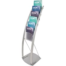 Deflecto® Contemporary Floor Display Literature Holder, 8.5 x 11, Silver Acrylic (693145)