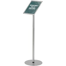 Deflecto Contemporary Literature Displays, 8-1/2x11 Floor Sign Stand w/ Back Pocket, Silver (692045