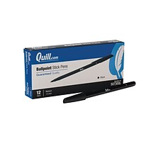 Quill Brand® Stick Pen, Ballpoint Pen, Medium Point, Black, Dozen (50730-QCC)
