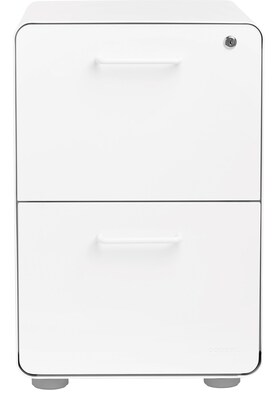 Poppin 2-Drawer Vertical File Cabinet, Letter/Legal Size, Lockable, 24"H x 15.75"W x 20"D, White (100413)
