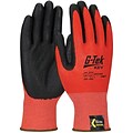 G-Tek KEV Gloves, Kevlar Engineered Yarn, Red 13 Gauge, Nitrile Foam, ANSI A4, Size Medium