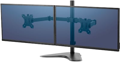 Fellowes Professional Series Free-standing Dual Horizontal Monitor Arm, Up to 27, Black (8043701)