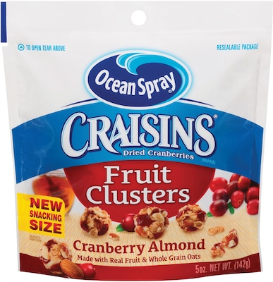 Ocean Spray Craisins Fruit Clusters, Cranberry Almond, 5 Oz., 12/CT