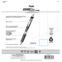 Pentel EnerGel RTX Gel Pens, Medium Point, Assorted Ink, Dozen (BL77BP12M)