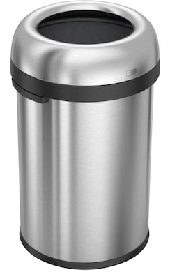 simplehuman Bullet Open Trash Can, Heavy-Gauge Brushed Stainless Steel, 30 Gallon (CW1471)