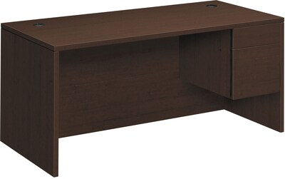 HON 10500 Series Right Pedestal Desk, 1 Box/1 File Drawer, 66W, Mocha Finish