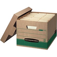 Bankers Box Stor/File Medium-Duty FastFold File Storage Boxes, Lift-Off Lid, Letter/Legal Size, Brow