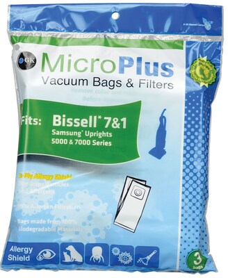 Green Klean® Replacement Vacuum Bags, Fits Bissell 7/1 Uprights, Samsung 5000 & 7000 Series, 3/pk
