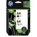 HP 64 Black/Tri-Color Standard Yield Ink Cartridge, 2/Pack  (X4D92AN#140)