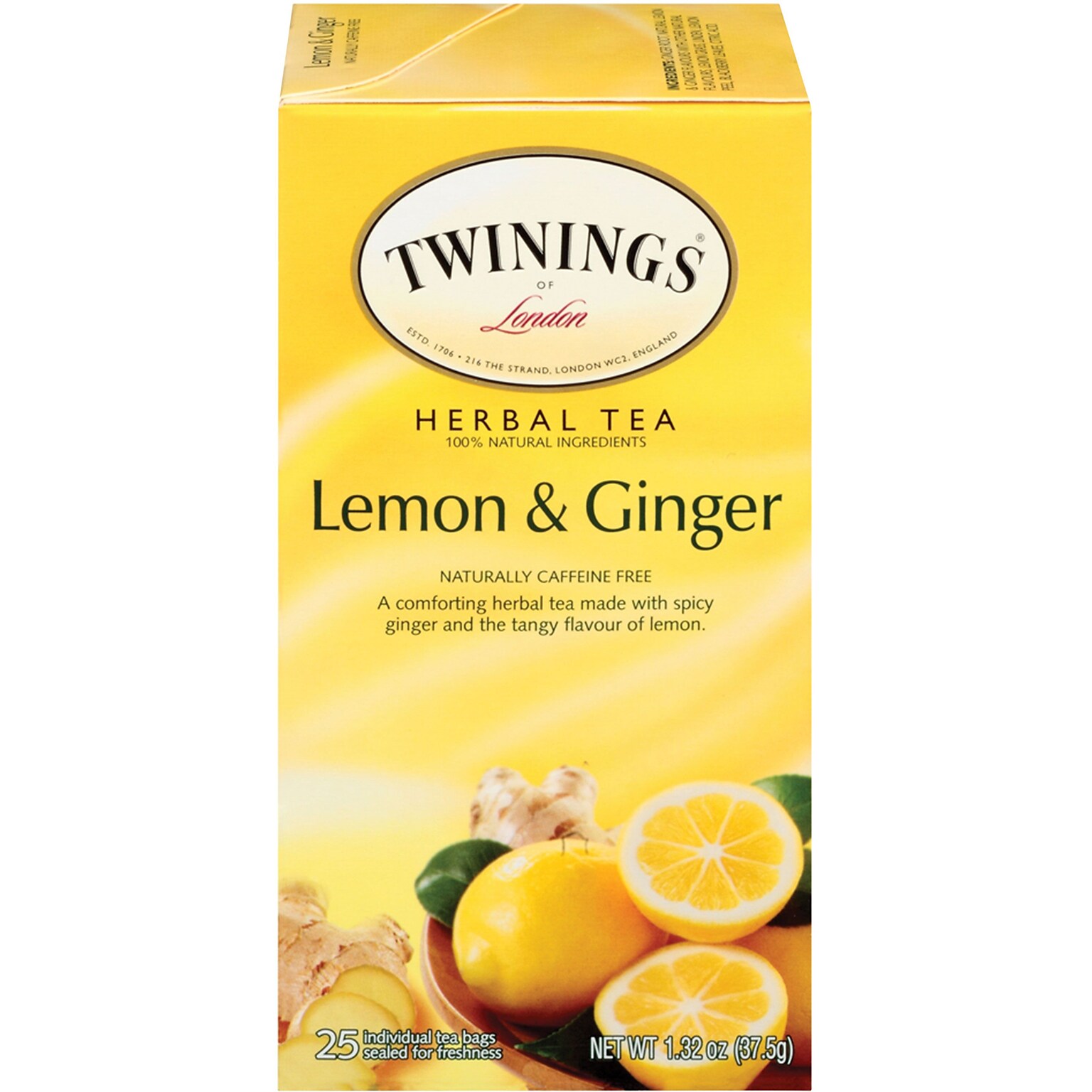 Twinings® Lemon & Ginger Herbal Tea Bags, 25/Box (TNA85145)