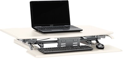 HON 35"W Desktop Riser with Keyboard Tray, White (BSXRISERWHT)