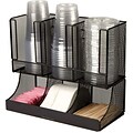 Mind Reader Flume 6 Compartment Coffee Condiment and Cup Organizer, Black Metal Mesh (UPRIGHT6MESH