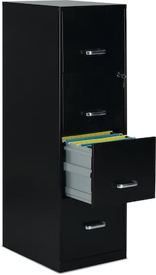 Quill Brand® 4-Drawer Vertical File Cabinet, Locking, Letter, Black, 18D (52152)