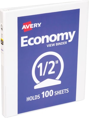 Avery® Economy Round 3-Ring View Binder, 1/2, White (5706)