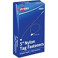 Avery Nylon Tag Fasteners, Clear, 5, 1000/Bx (18800)