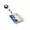 Durable Single Closed ID Card Holder with Badge Reel, Black, 32 Length, 10/Bx