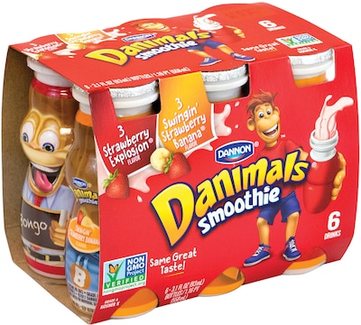 Dannon Danimals Explosion & Swingin' Strawberry Bananas Smoothies, 36/Pack (902-00019)