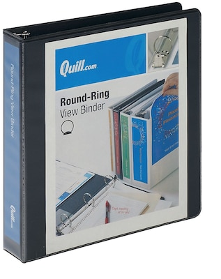 Quill Brand® Standard 1-1/2" Ring View Binder, Black (72215BK)