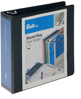 Quill Brand® Standard 3 3-Ring View Binder, Black (7223BK)