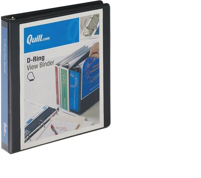 Quill Brand® Standard 1 3 Ring View Binder with D-Rings, Black (7320101)