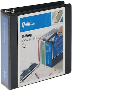 Quill Brand® Standard 2 3 Ring View Binder with D-Rings, Black (7320201)